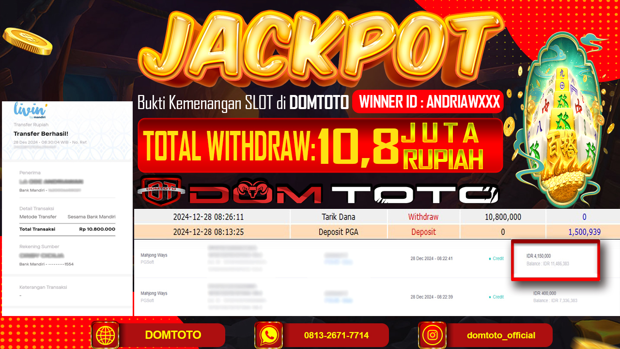 JACKPOT SLOT MAHJONG WAYS 28 DESEMBER 2024